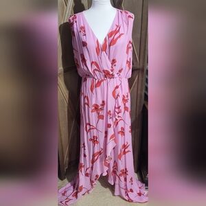 NWT Parker Betty Maiden Lane Pink Red Floral Msxi Dress Dize Large